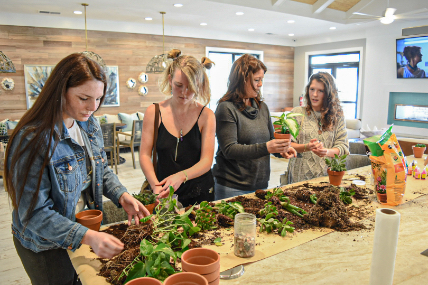 Residents potting plants